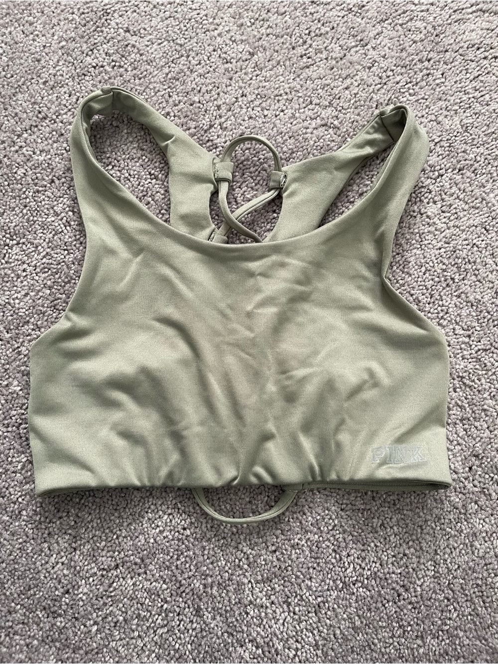 Victoria's Secret PINK Olive Green Strappy Sports Bra with Ring Detail